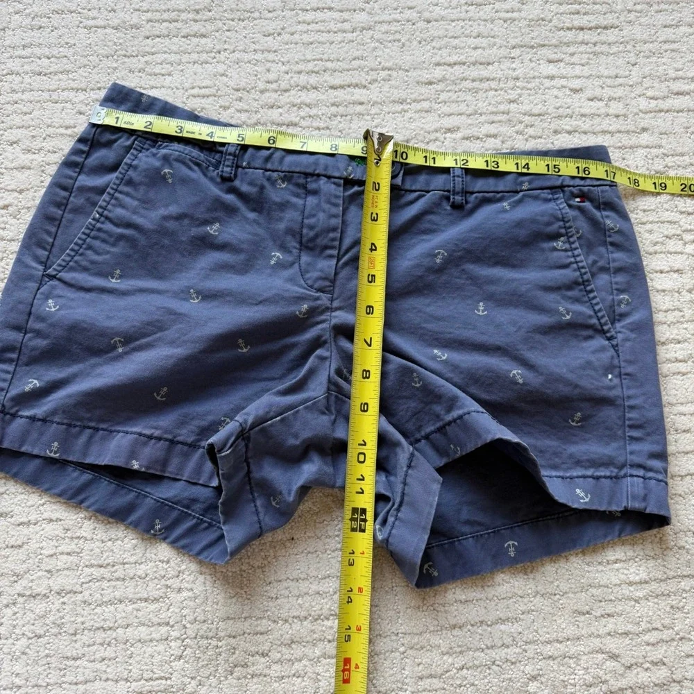 Tommy‎ Hilfiger Womens Navy Blue Anchor Print Chino Shorts Nautical Size 10